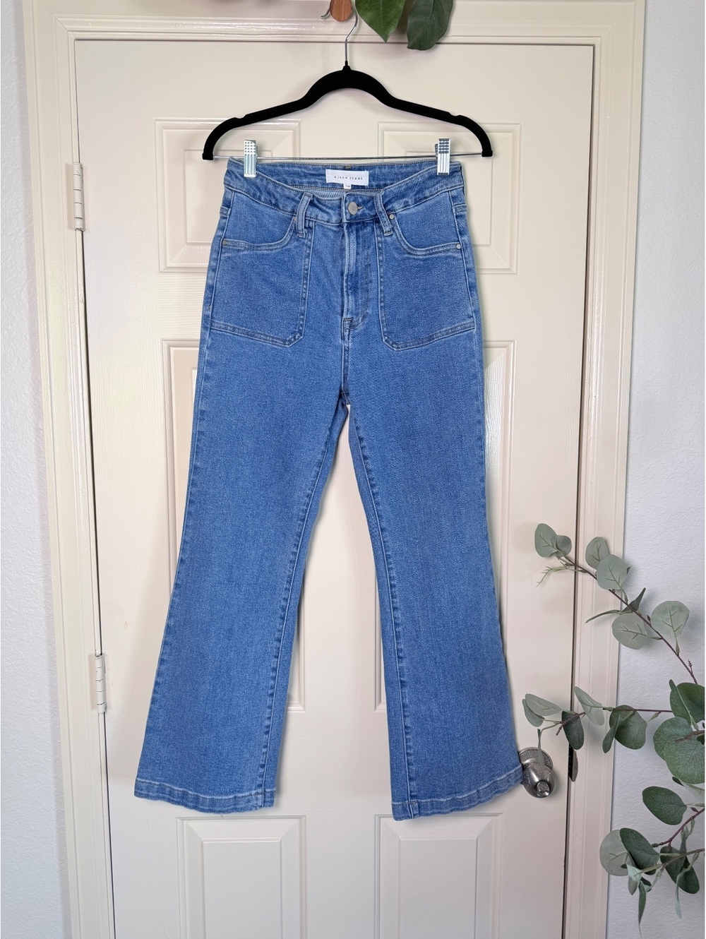 Risen Jeans Womens 7/28 High Rise Ankle Flare Patch Pocket Stretch Denim